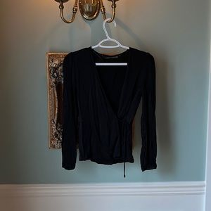 Zara silky black wrap top size xs